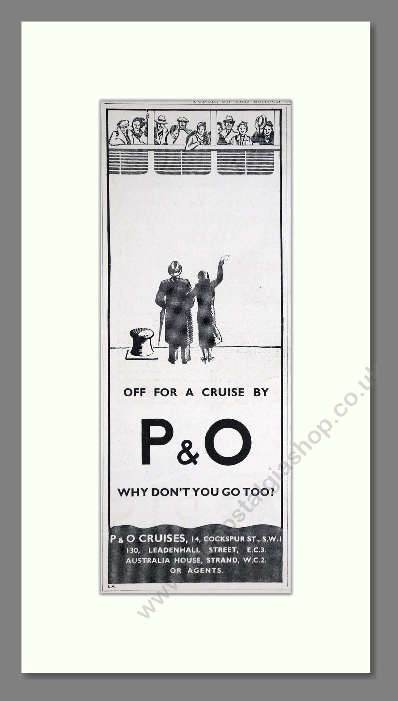P And O - Off For A Cruise. Vintage Advert 1935 (ref AD66721)
