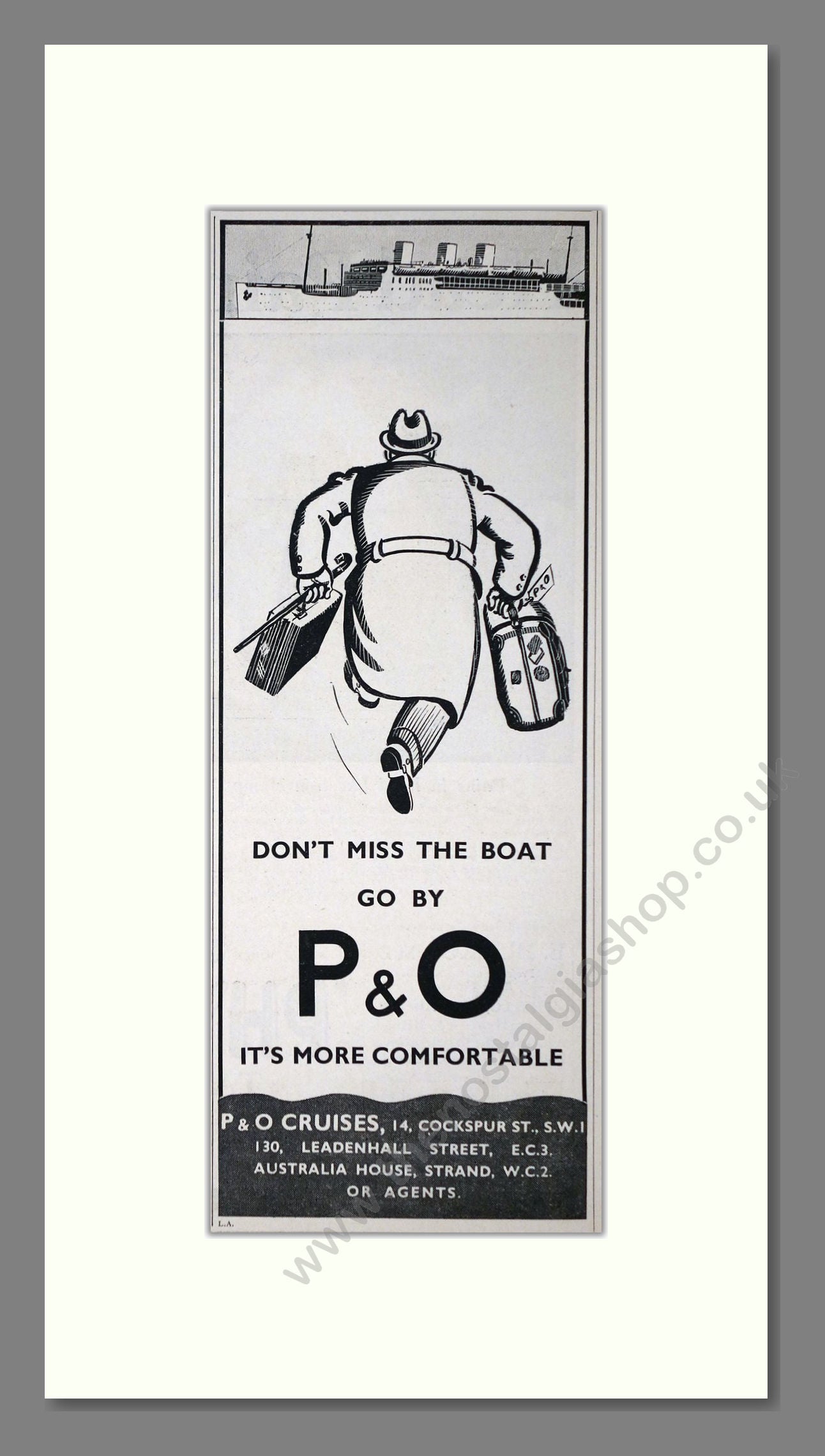 P And O - Don't Miss The Boat. Vintage Advert 1935 (ref AD66722)