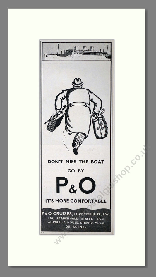 P And O - Don't Miss The Boat. Vintage Advert 1935 (ref AD66722)