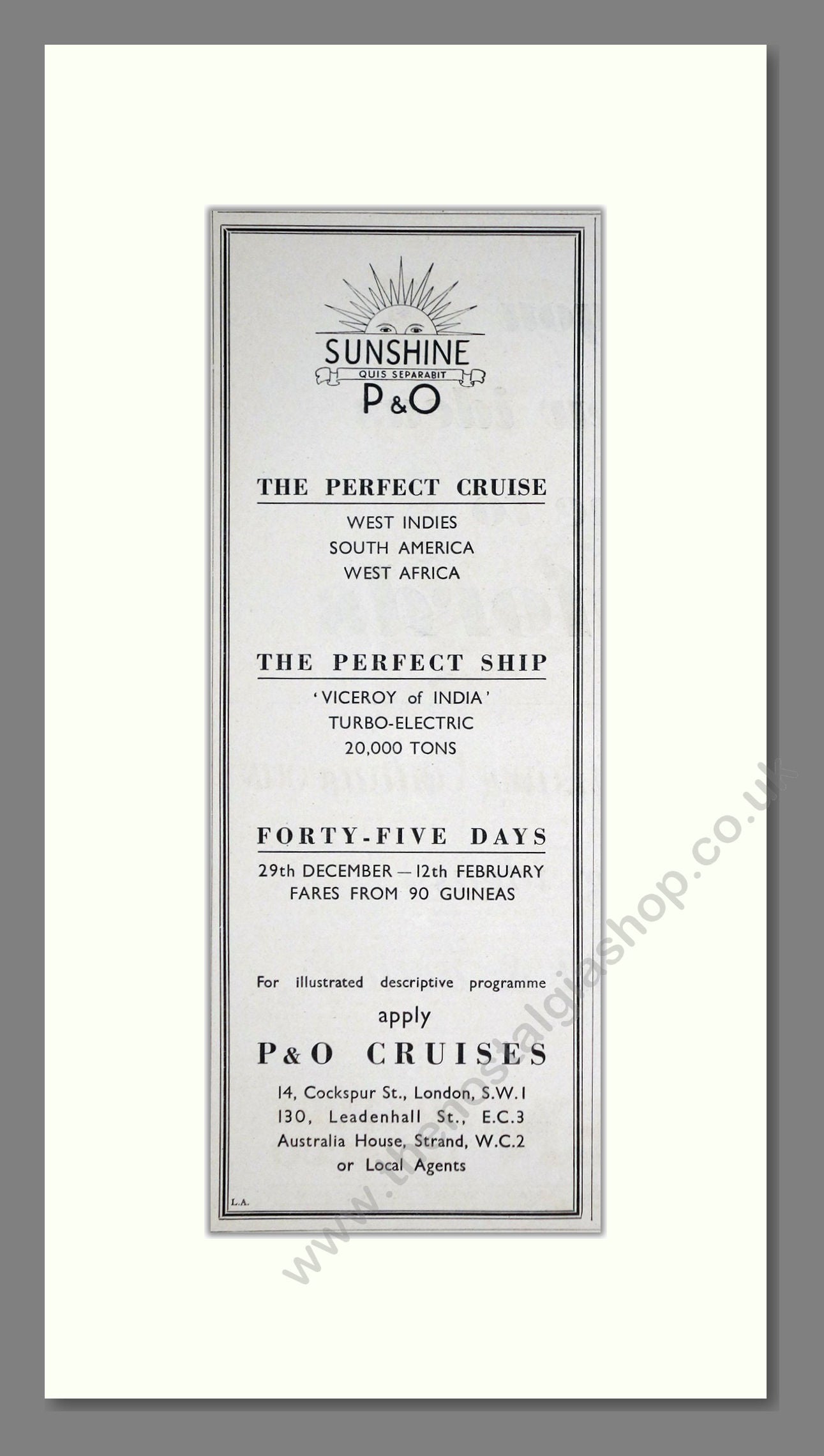 P And O - Viceroy Of India. Vintage Advert 1933 (ref AD66723)
