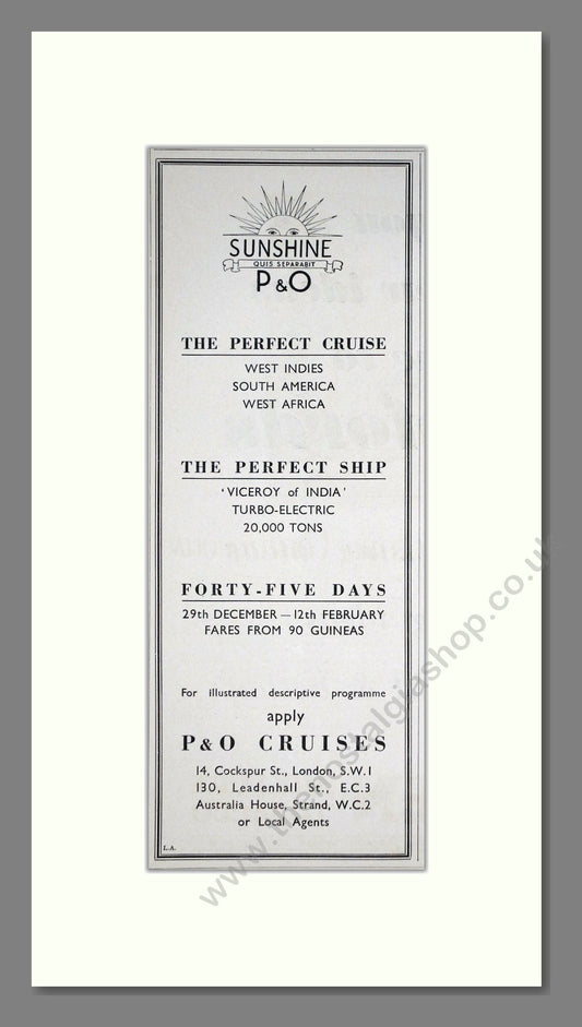 P And O - Viceroy Of India. Vintage Advert 1933 (ref AD66723)