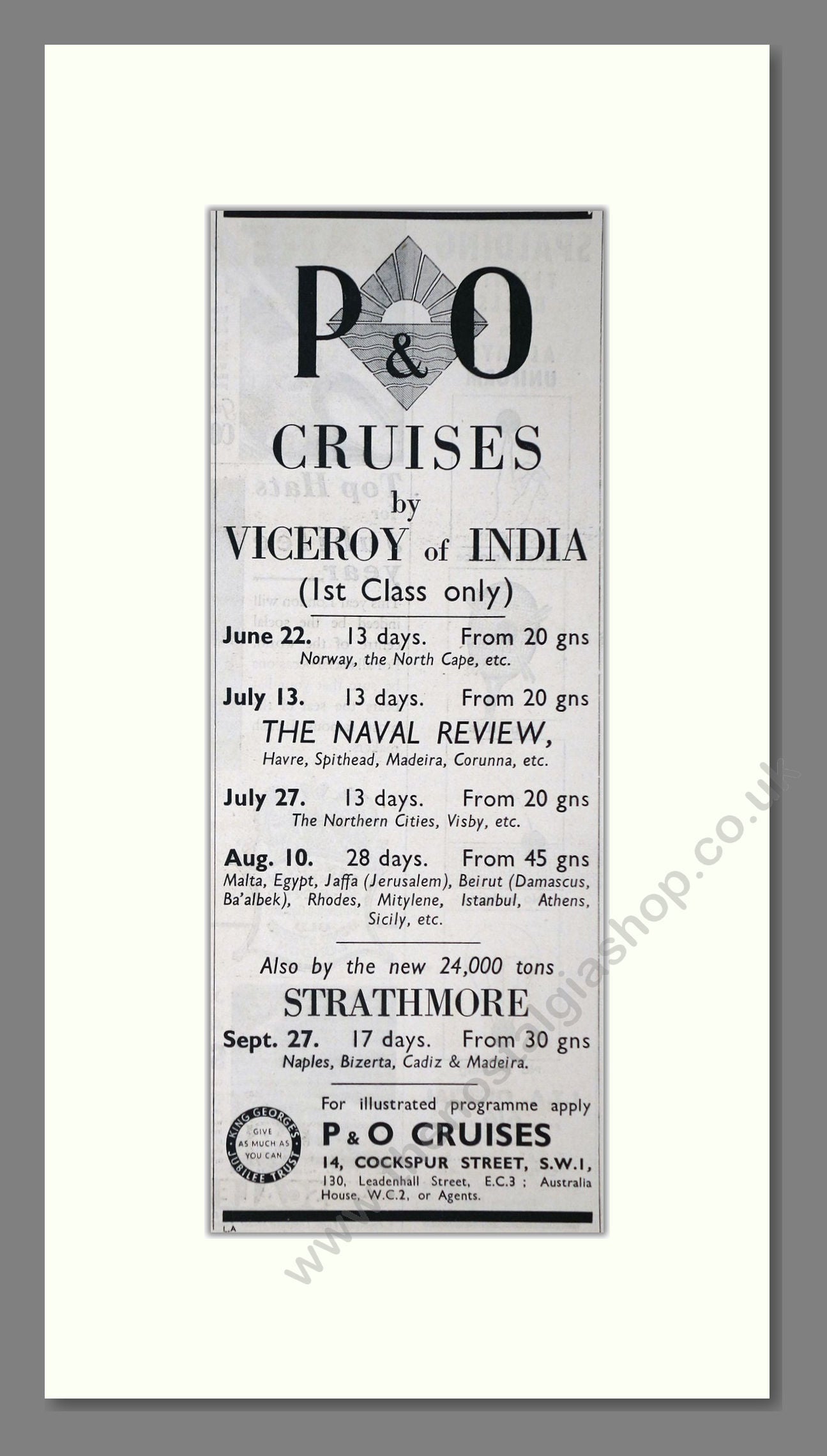 P And O - Viceroy Of India. Vintage Advert 1935 (ref AD66724)