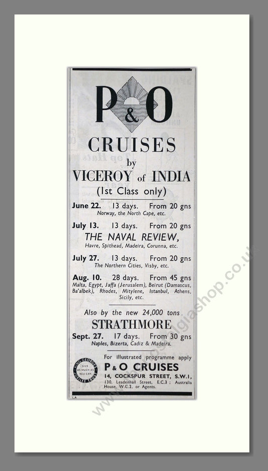 P And O - Viceroy Of India. Vintage Advert 1935 (ref AD66724)