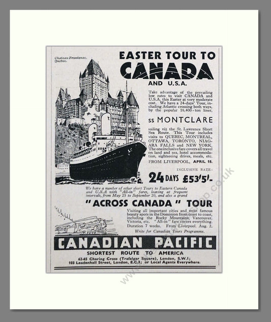 Canadian Pacific - Canadian Cruises. Vintage Advert 1935 (ref AD66733)