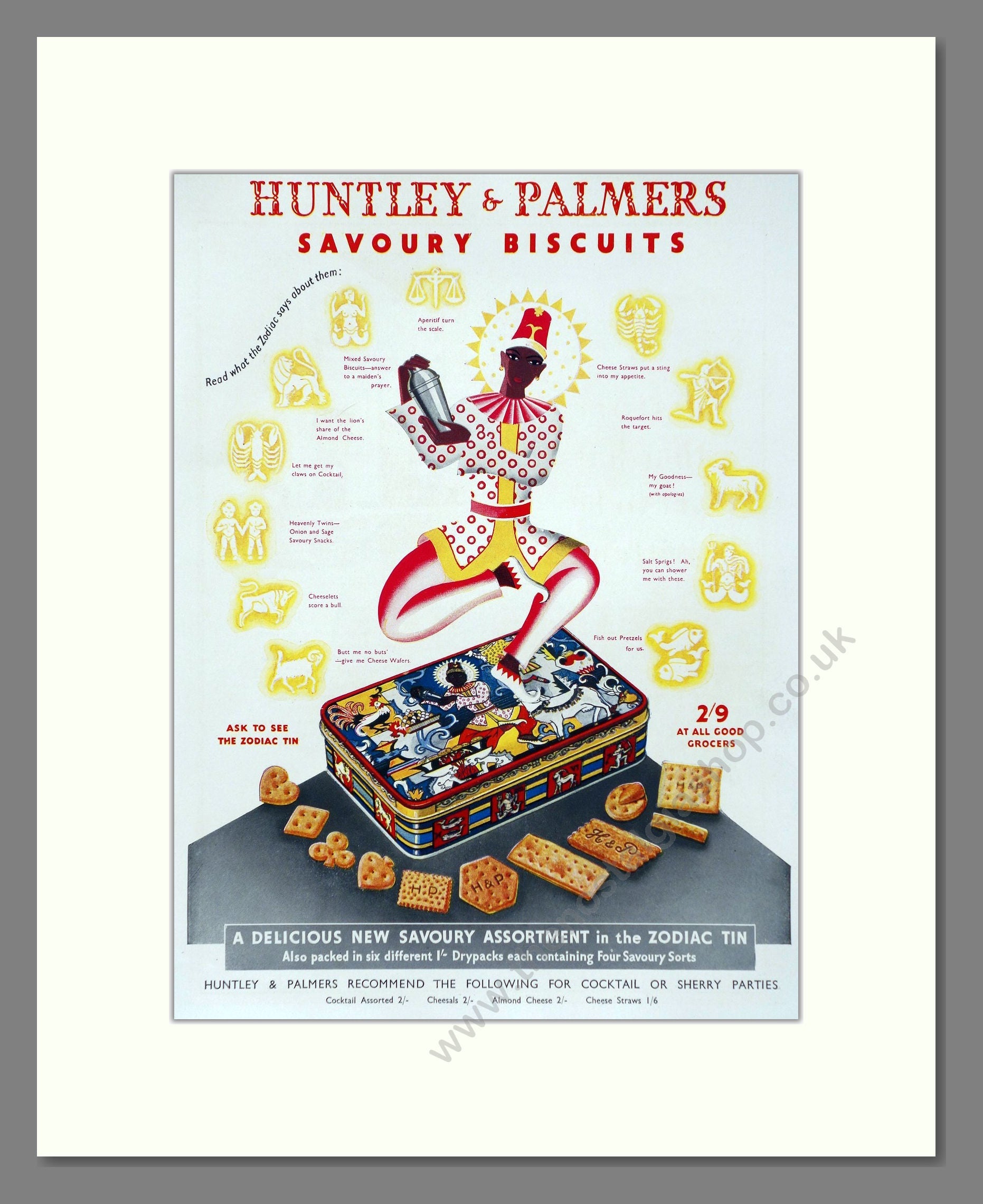 Huntley And Palmers - Savoury Biscuits. Vintage Advert 1937 (ref AD66784)
