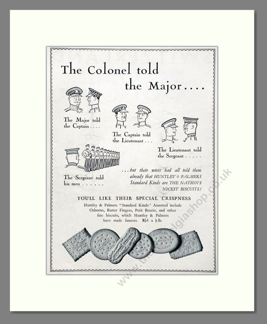 Huntley And Palmers - Standard Kinds Biscuits. Vintage Advert 1937 (ref AD66785)