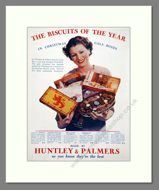 Huntley And Palmers - Christmas Gala Box Biscuits. Vintage Advert 1935 (ref AD66787)