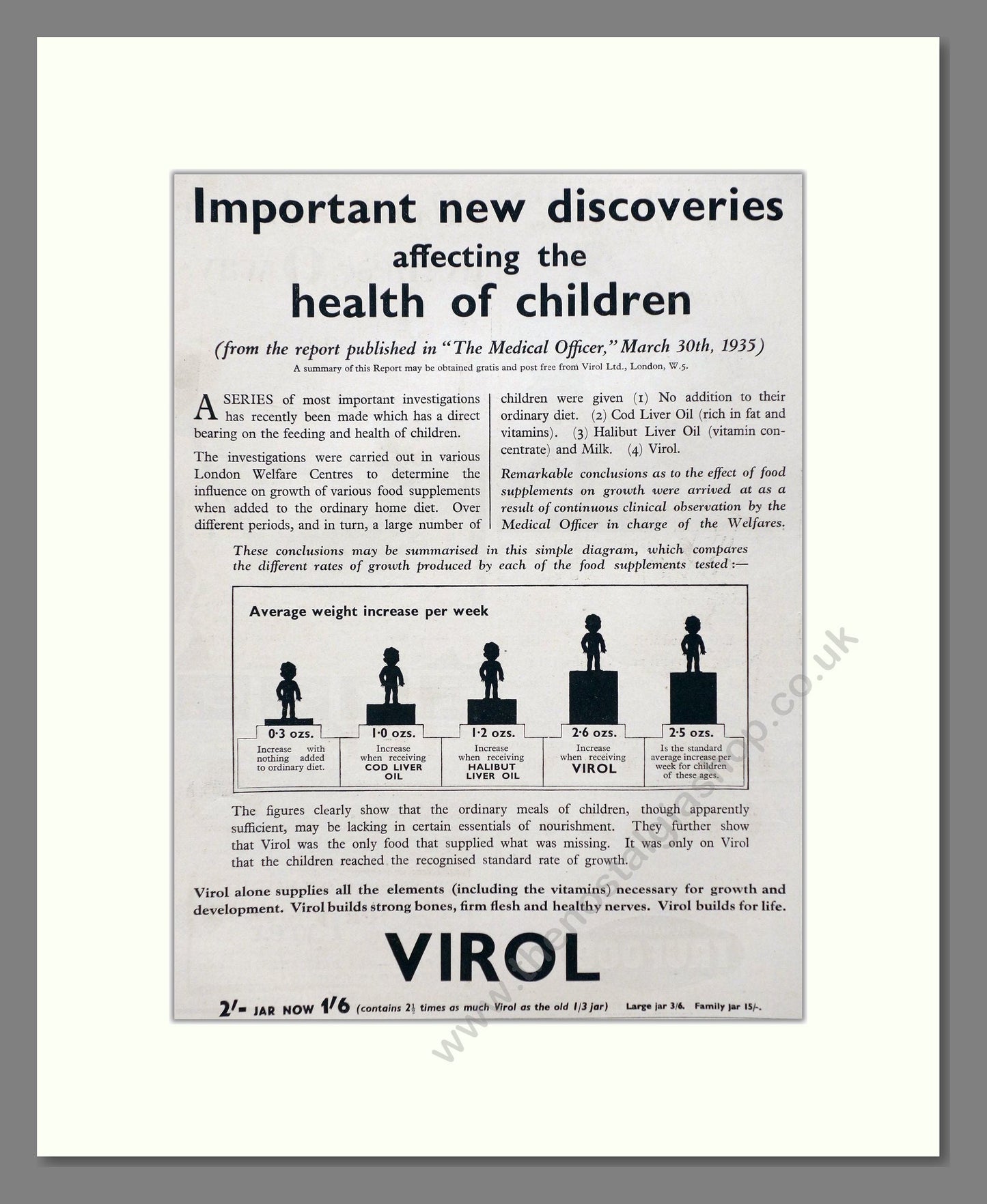 Virol - Food Supplement. Vintage Advert 1935 (ref AD66791)
