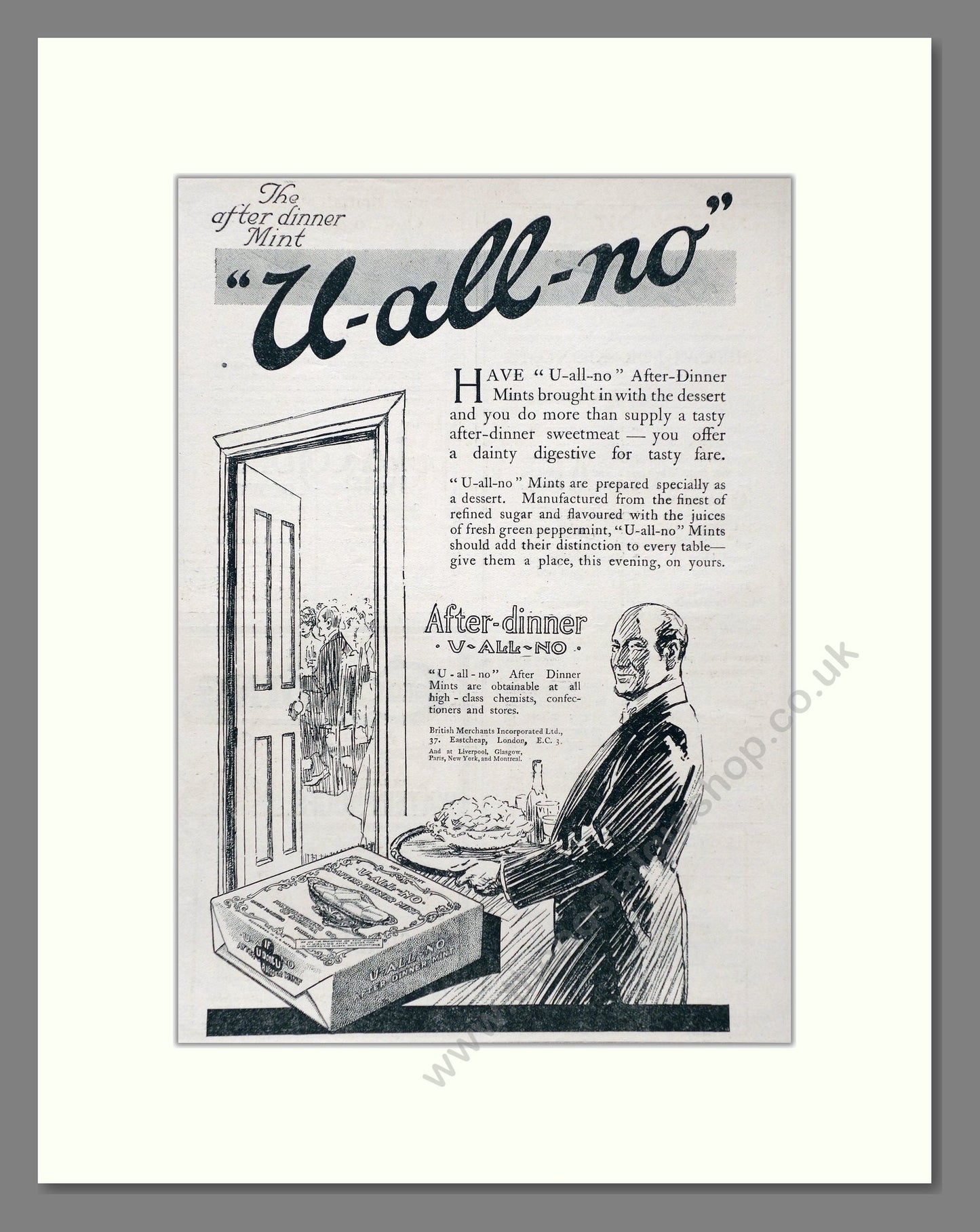 U-all-no - After Dinner Mint. Vintage Advert 1920 (ref AD66792)
