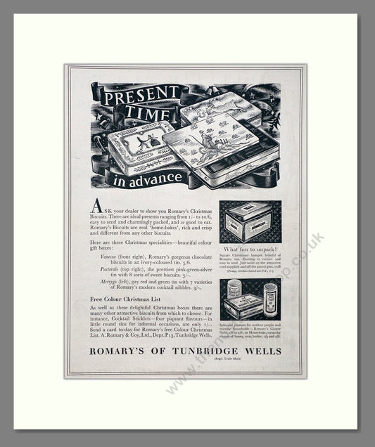 Romary - Christmas Biscuits. Vintage Advert 1937 (ref AD66803)