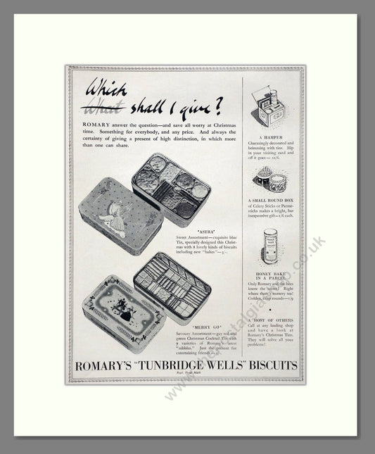Romary - Tunbridge Wells Biscuits. Vintage Advert 1937 (ref AD66805)