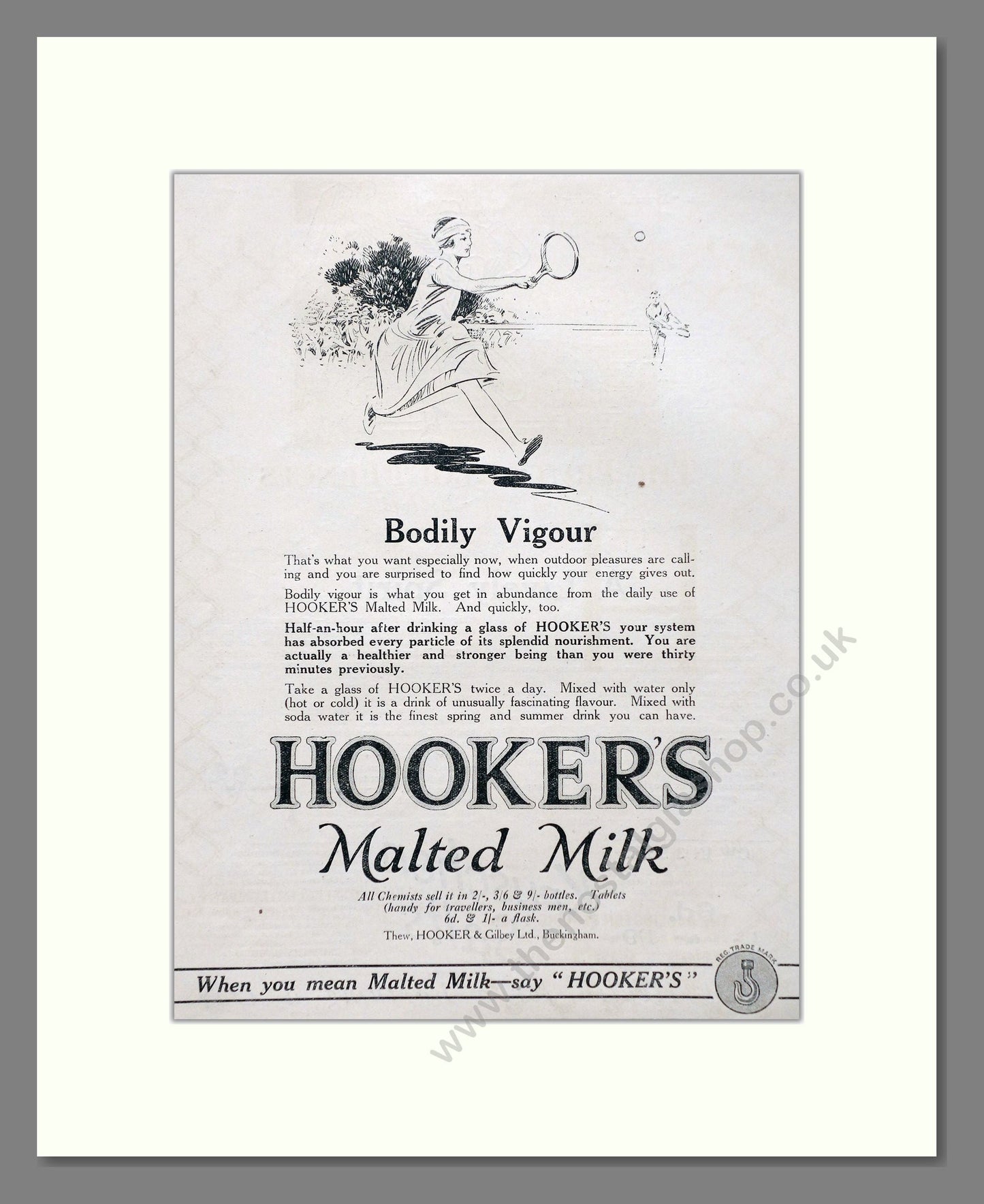 Hooker's - Malted Milk. Vintage Advert 1934 (ref AD66806)