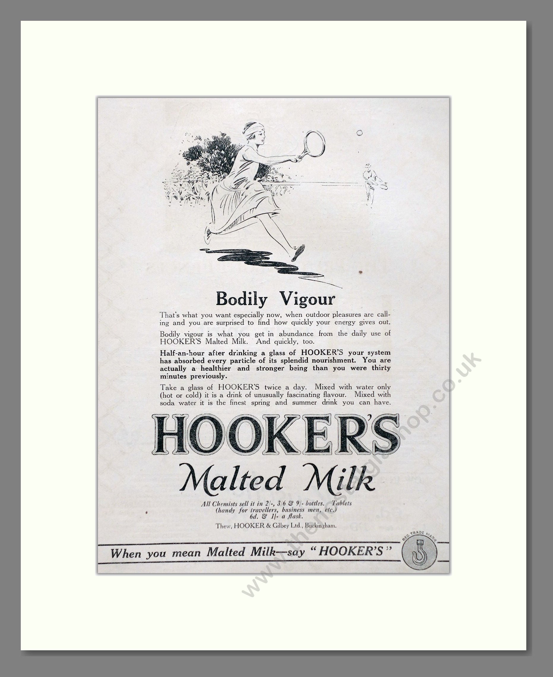 Hooker's - Malted Milk. Vintage Advert 1934 (ref AD66806)