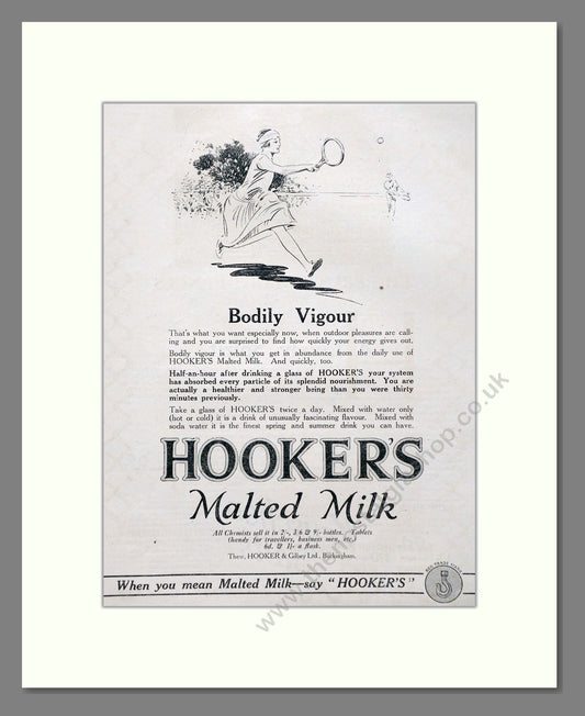 Hooker's - Malted Milk. Vintage Advert 1934 (ref AD66806)