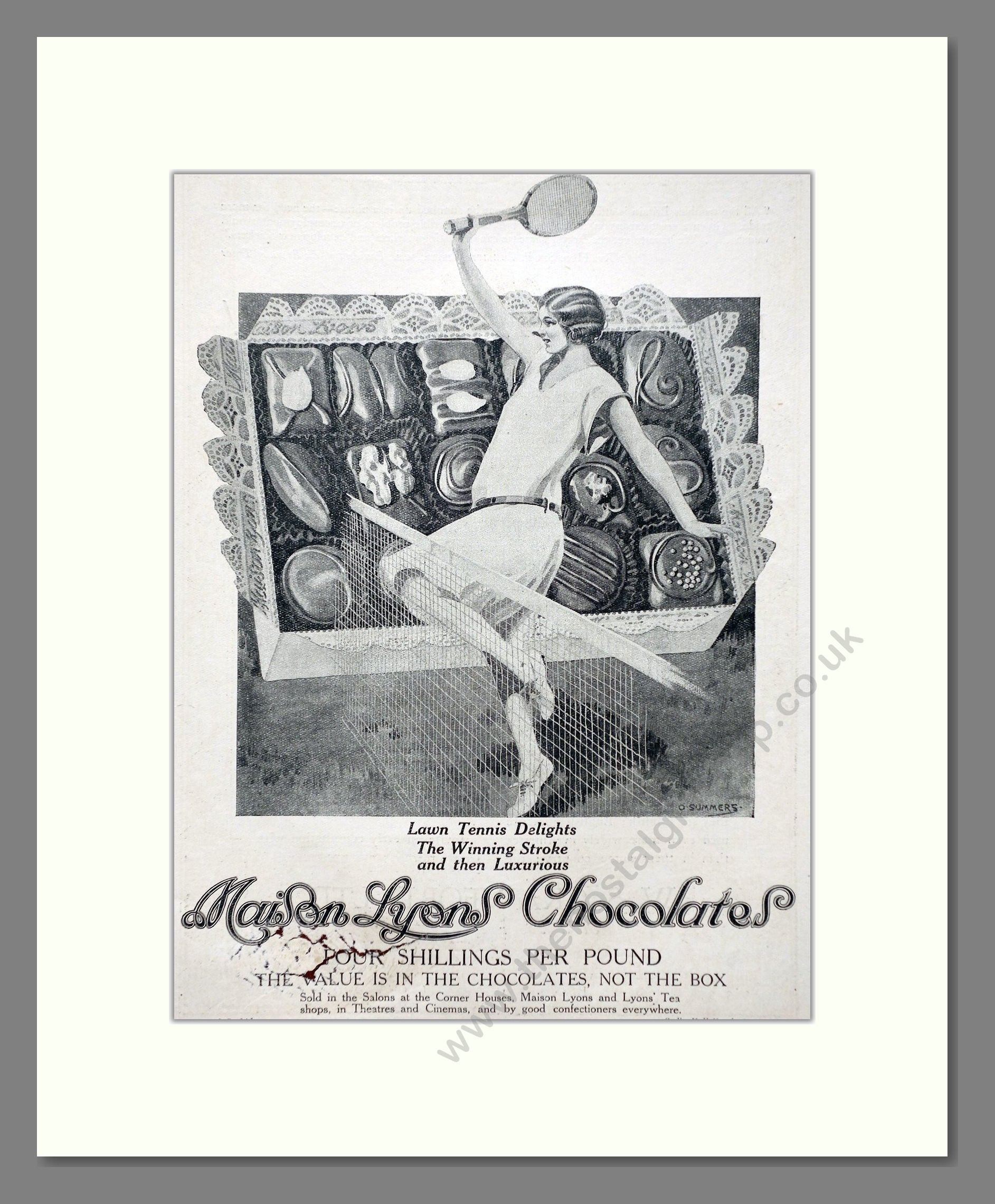 Maison Lyons - Chocolates. Vintage Advert 1925 (ref AD66808)