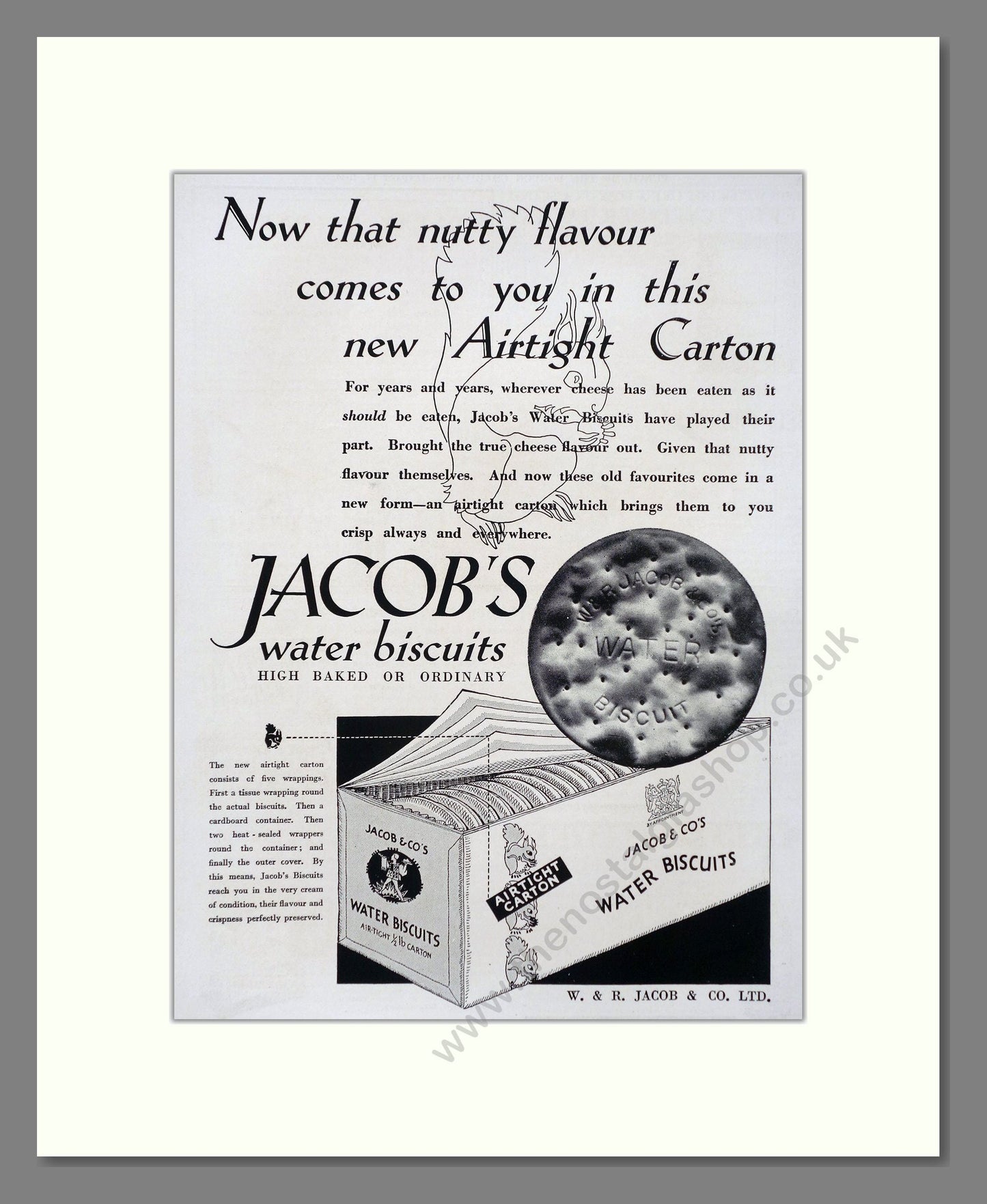 Jacob's - Water Biscuits. Vintage Advert 1934 (ref AD66816)