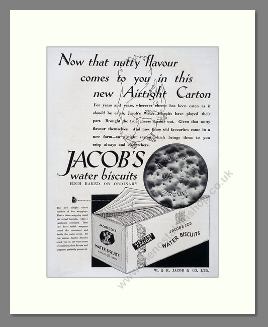 Jacob's - Water Biscuits. Vintage Advert 1934 (ref AD66816)