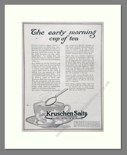 Kruschen Salts - Laxative And Diuretic Tonic. Vintage Advert 1920 (ref AD66831)