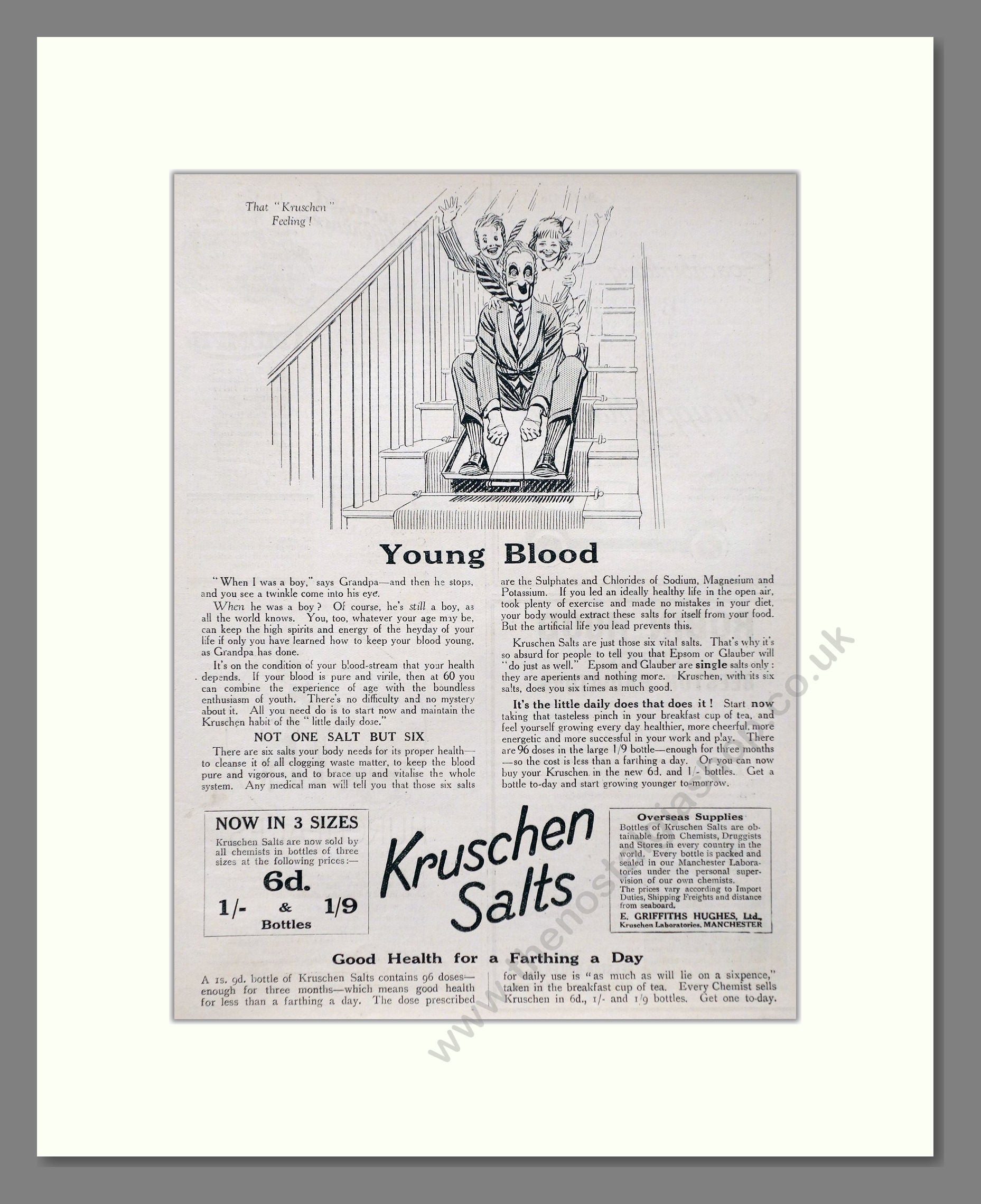 Kruschen Salts - Laxative And Diuretic Tonic. Vintage Advert 1924 (ref AD66834)