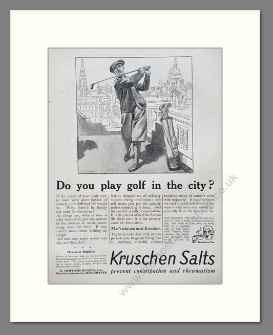 Kruschen Salts - Laxative And Diuretic Tonic. Vintage Advert 1926 (ref AD66836)