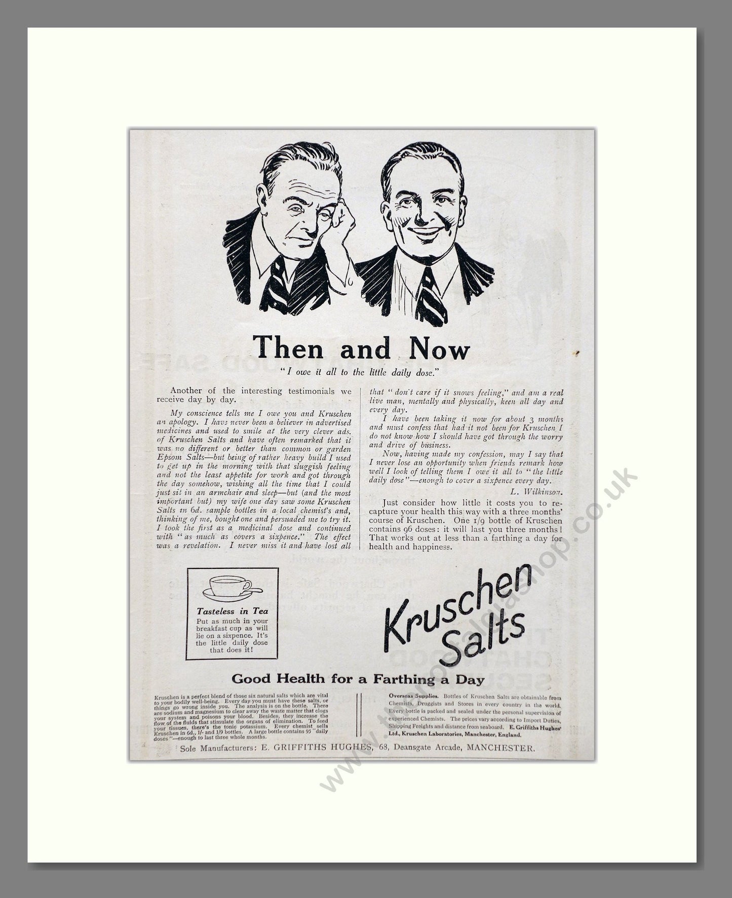 Kruschen Salts - Laxative And Diuretic Tonic. Vintage Advert 1927 (ref AD66837)