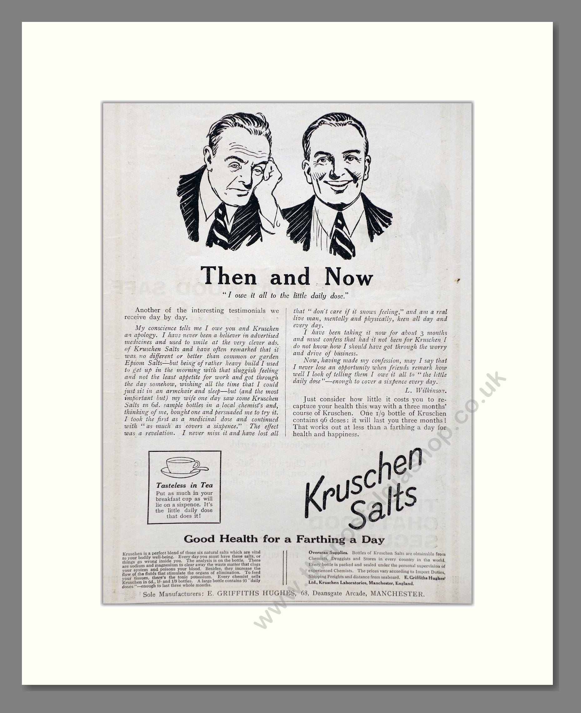 Kruschen Salts - Laxative And Diuretic Tonic. Vintage Advert 1927 (ref AD66837)