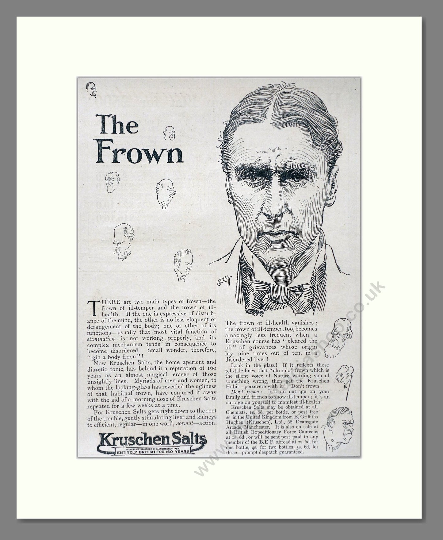 Kruschen Salts - Laxative And Diuretic Tonic. Vintage Advert 1919 (ref AD66839)