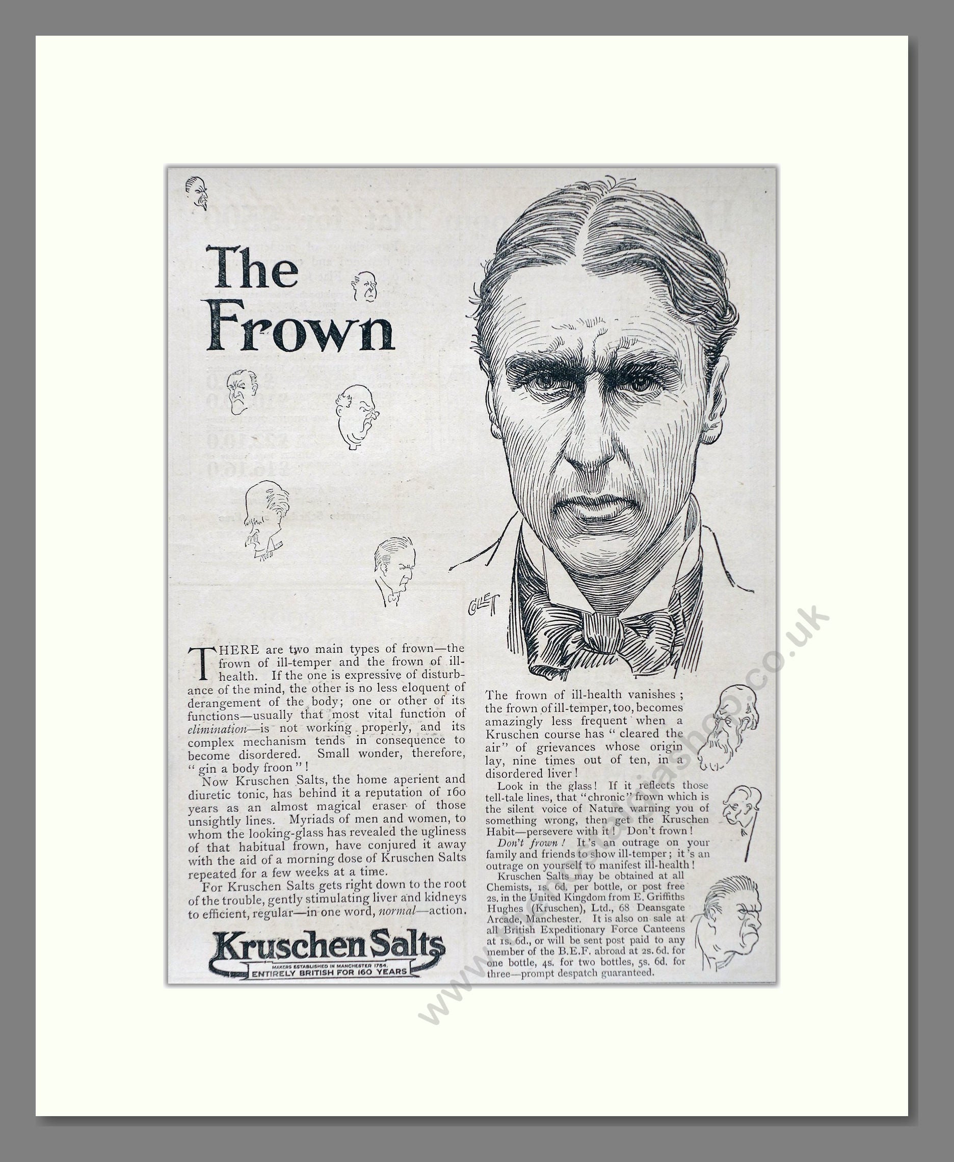 Kruschen Salts - Laxative And Diuretic Tonic. Vintage Advert 1919 (ref AD66839)