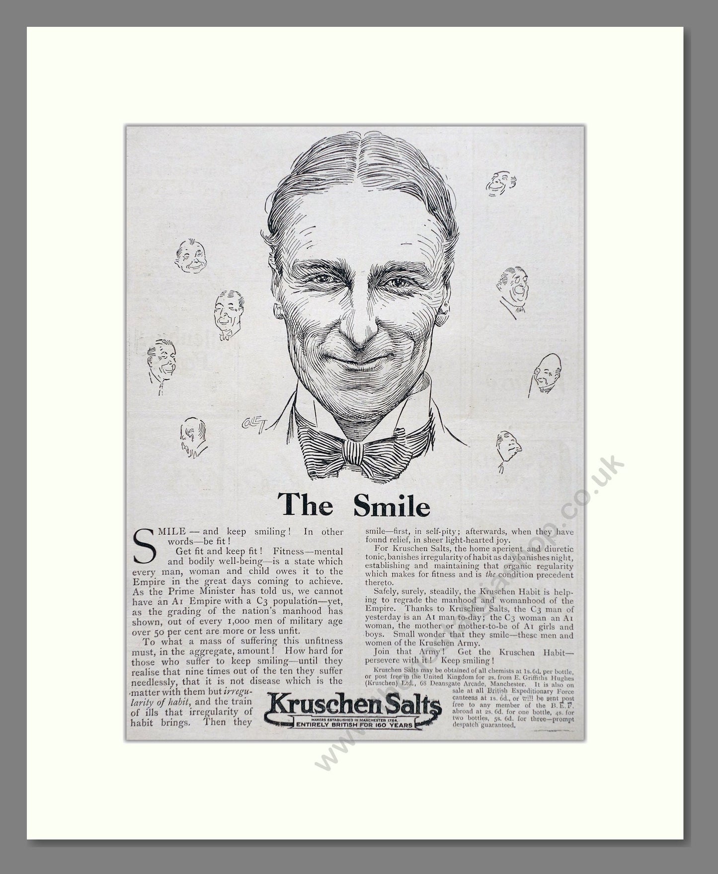 Kruschen Salts - Laxative And Diuretic Tonic. Vintage Advert 1919 (ref AD66841)