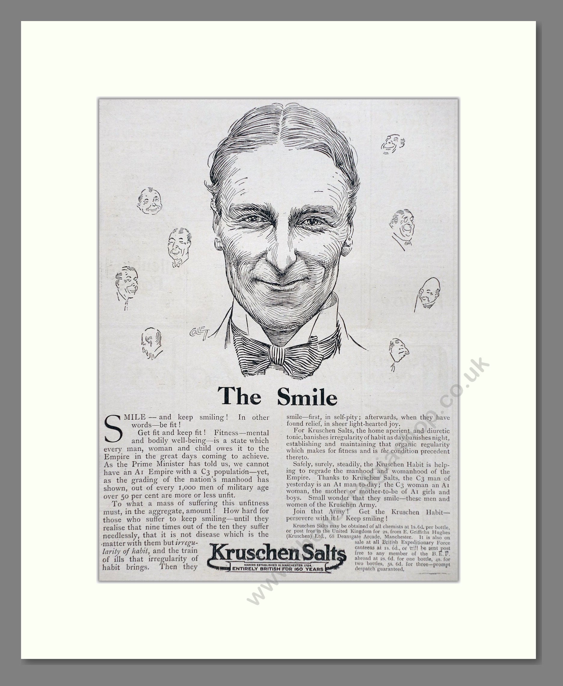Kruschen Salts - Laxative And Diuretic Tonic. Vintage Advert 1919 (ref AD66841)