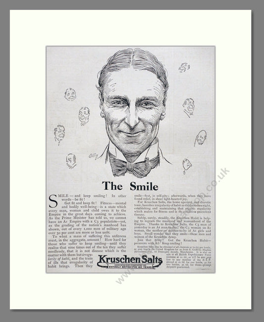 Kruschen Salts - Laxative And Diuretic Tonic. Vintage Advert 1919 (ref AD66841)
