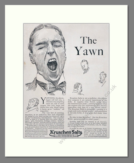 Kruschen Salts - Laxative And Diuretic Tonic. Vintage Advert 1919 (ref AD66842)