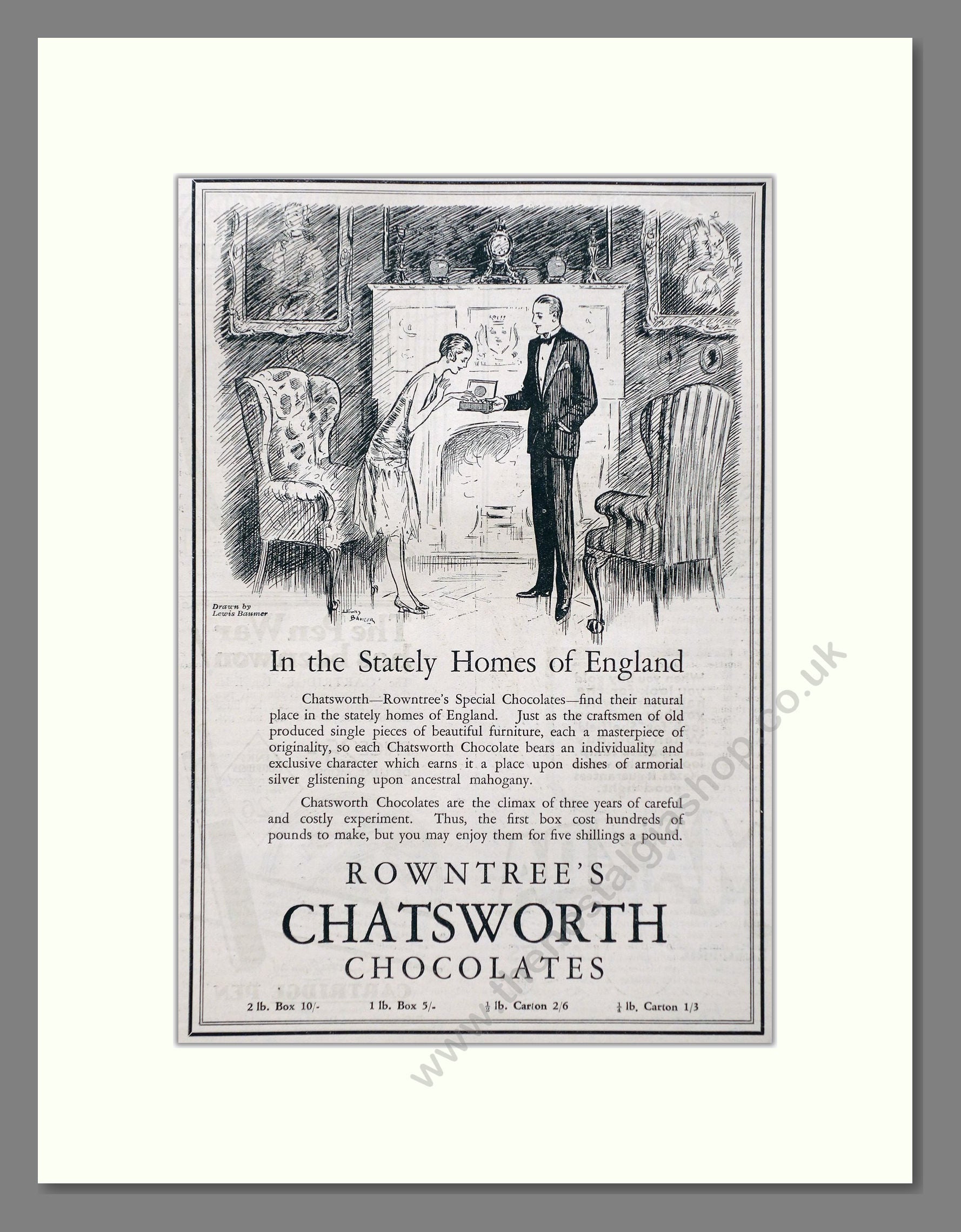 Rowntree's - Chatsworth Chocolates. Vintage Advert 1926 (ref AD66849)