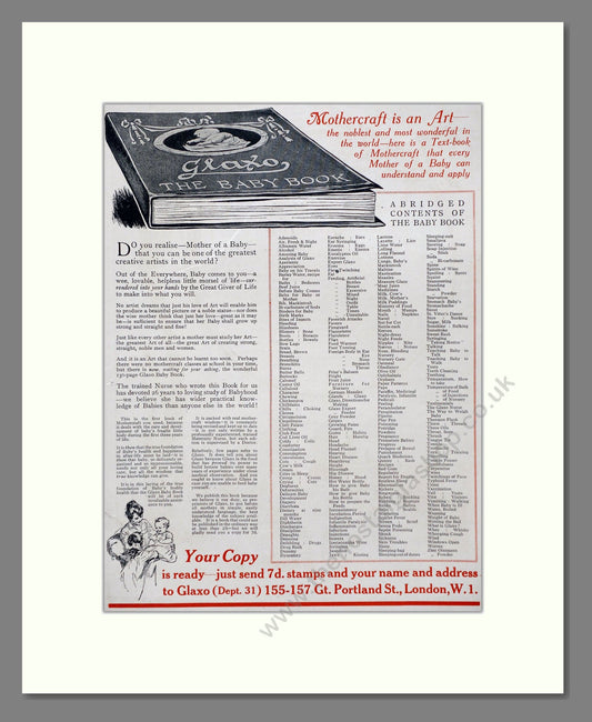 Glaxo - The Baby Book. Vintage Advert 1919 (ref AD66856)