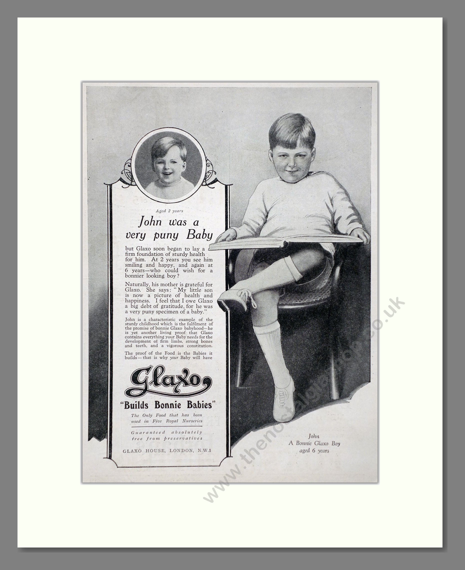 Glaxo - Baby Milk Builds Bonnie Babies. Vintage Advert 1926 (ref AD66858)