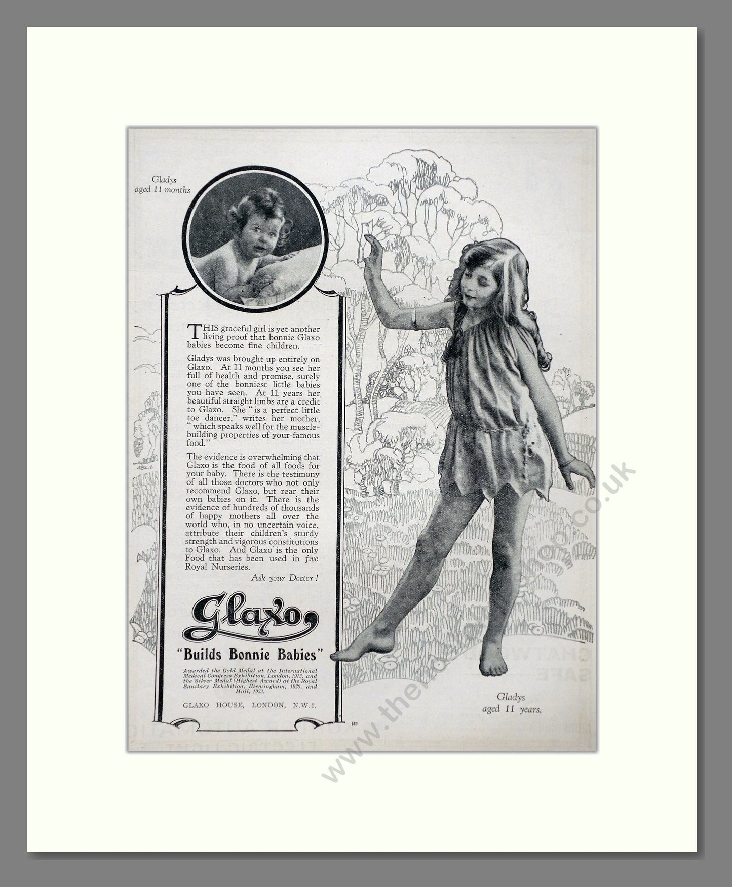 Glaxo - Baby Milk Builds Bonnie Babies. Vintage Advert 1926 (ref AD66865)