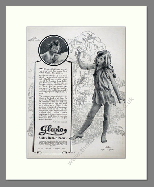 Glaxo - Baby Milk Builds Bonnie Babies. Vintage Advert 1926 (ref AD66865)