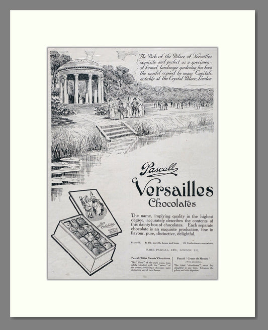 Pascalls - Versailles Chocolate. Vintage Advert 1920 (ref AD66874)
