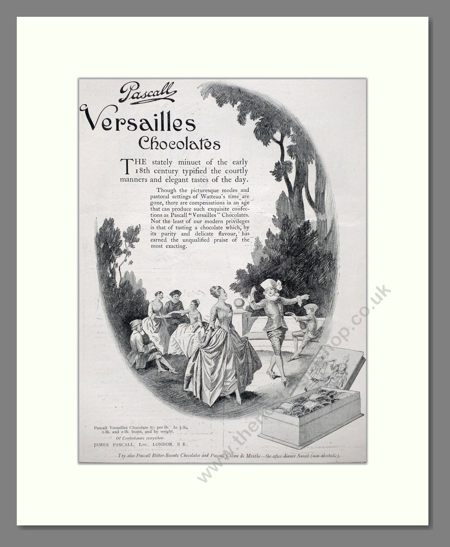 Pascalls - Versailles Chocolate. Vintage Advert 1920 (ref AD66878)