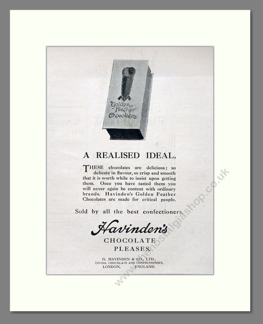 Havingden's - Chocolates. Vintage Advert 1920 (ref AD66890)