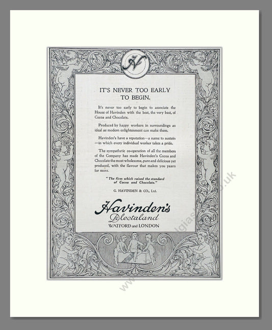 Havingden's - Cocoa And Chocolate. Vintage Advert 1920 (ref AD66892)