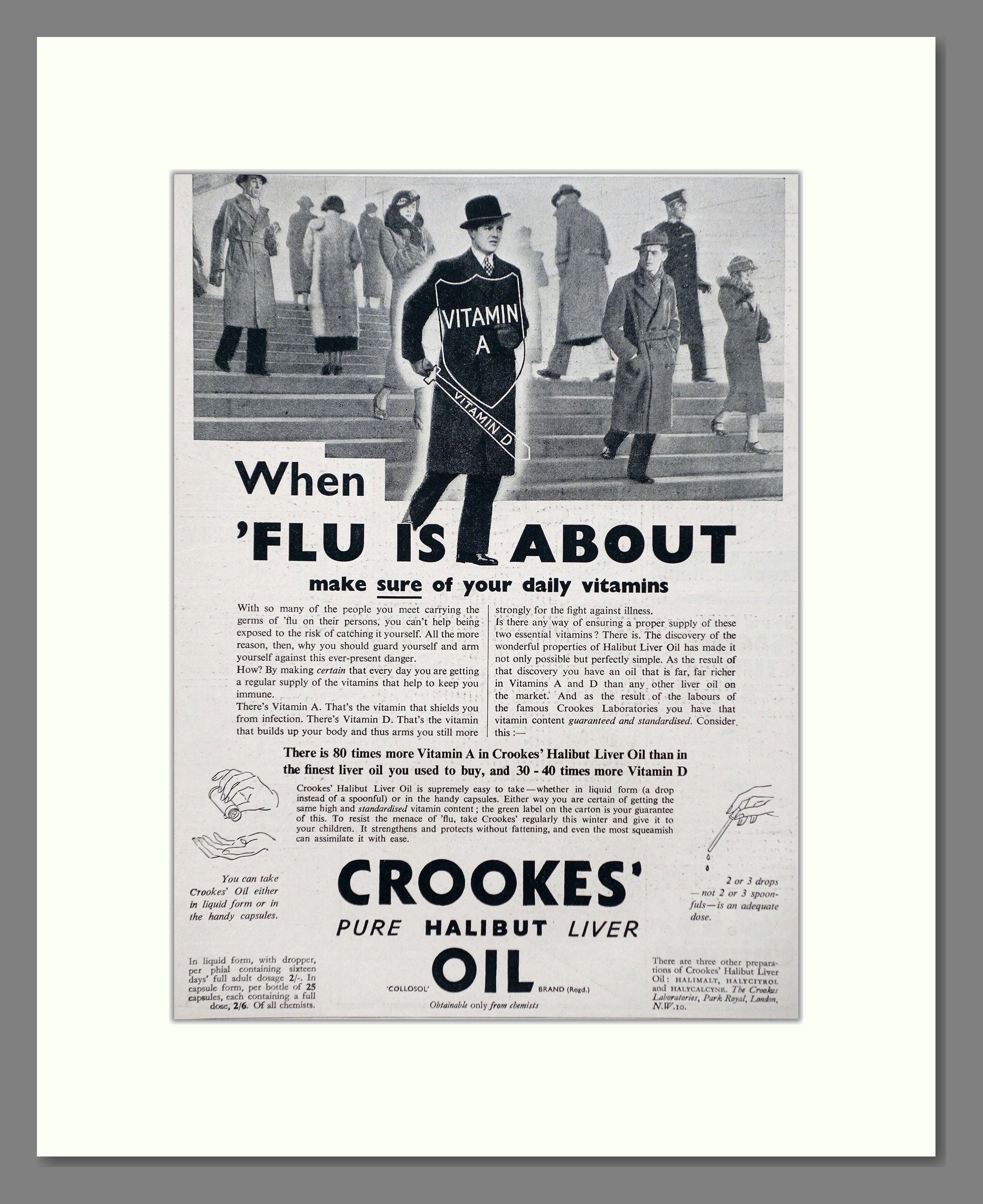 Crookes - Halibut Liver Oil. Vintage Advert 1936 (ref AD66894)