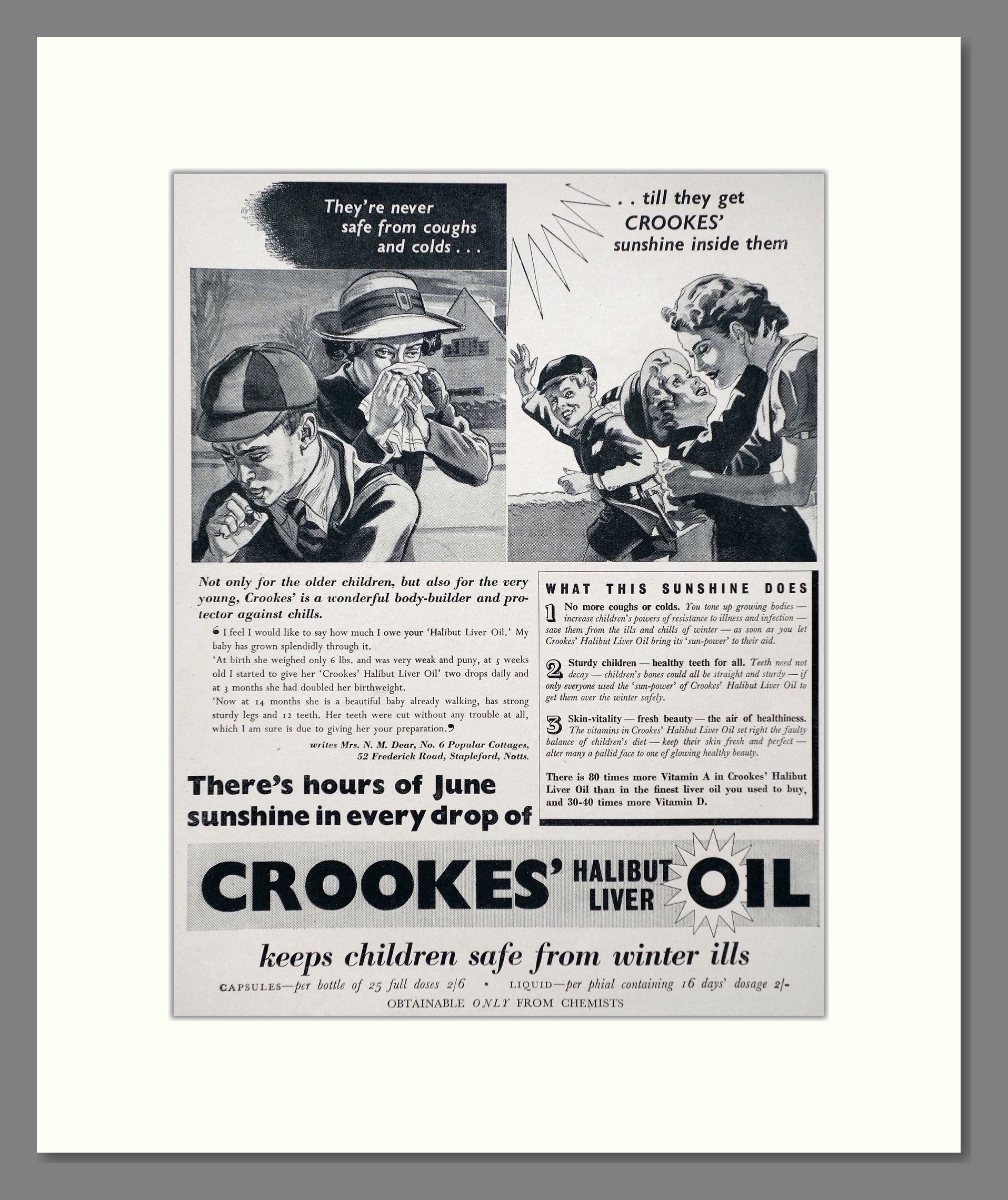 Crookes - Halibut Liver Oil. Vintage Advert 1938 (ref AD66895)