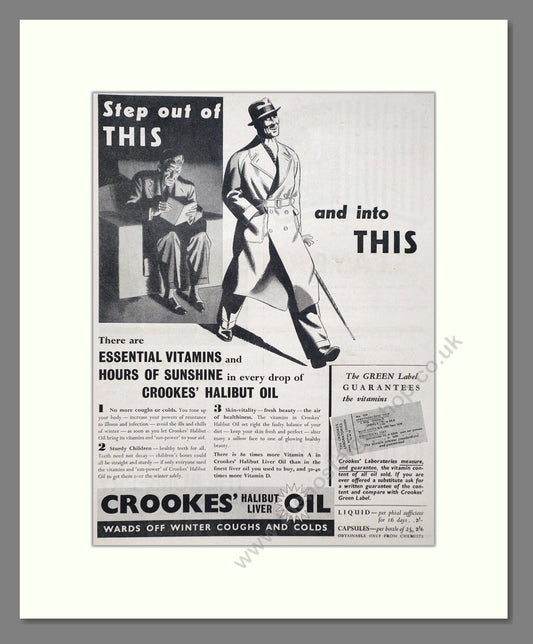 Crookes - Halibut Liver Oil. Vintage Advert 1938 (ref AD66899)