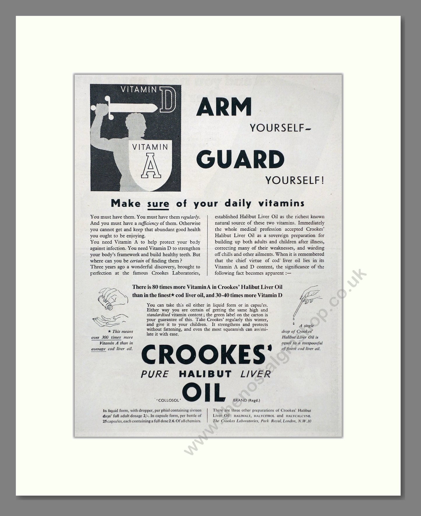 Crookes - Halibut Liver Oil. Vintage Advert 1935 (ref AD66900)