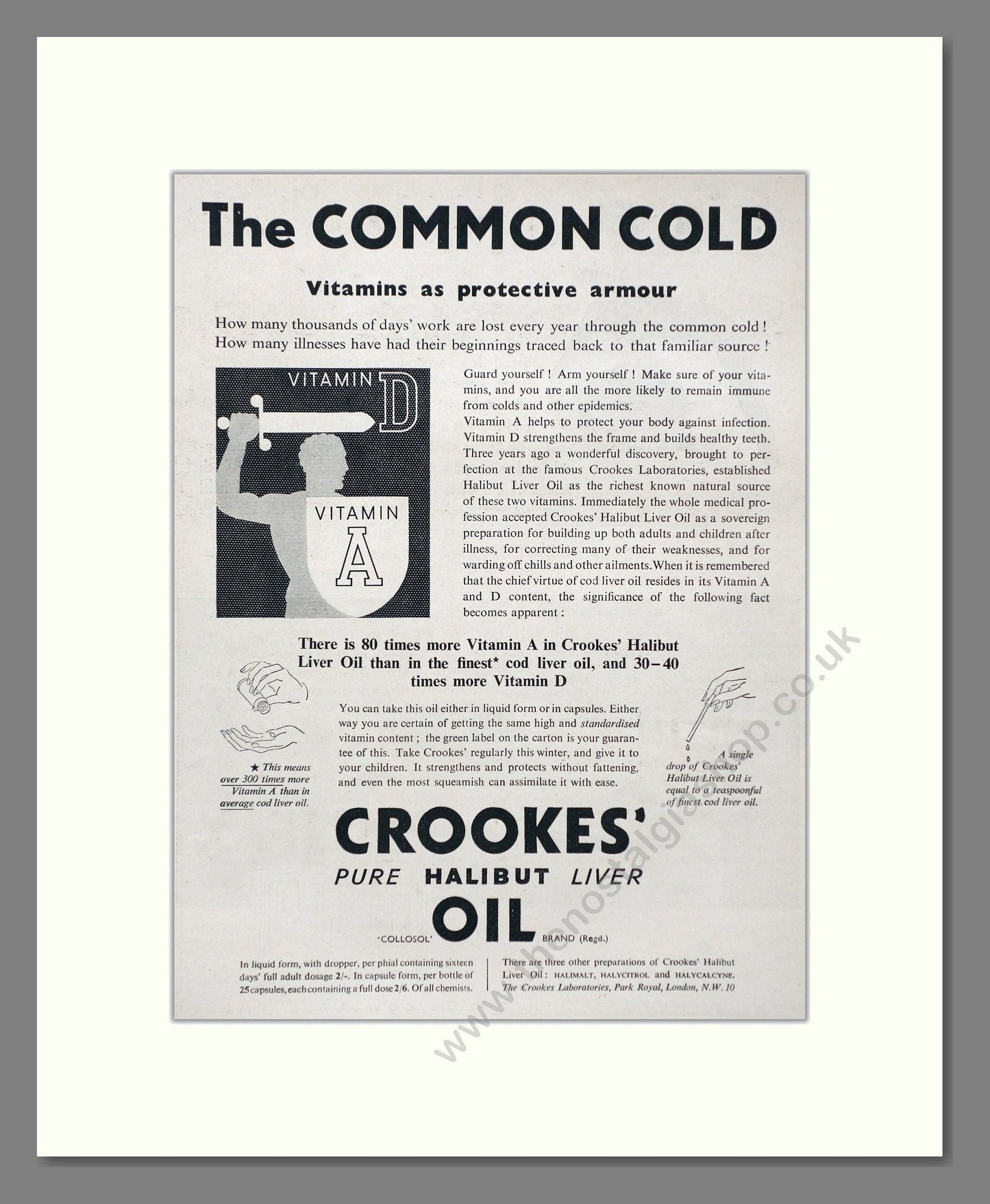 Crookes - Halibut Liver Oil. Vintage Advert 1935 (ref AD66901)