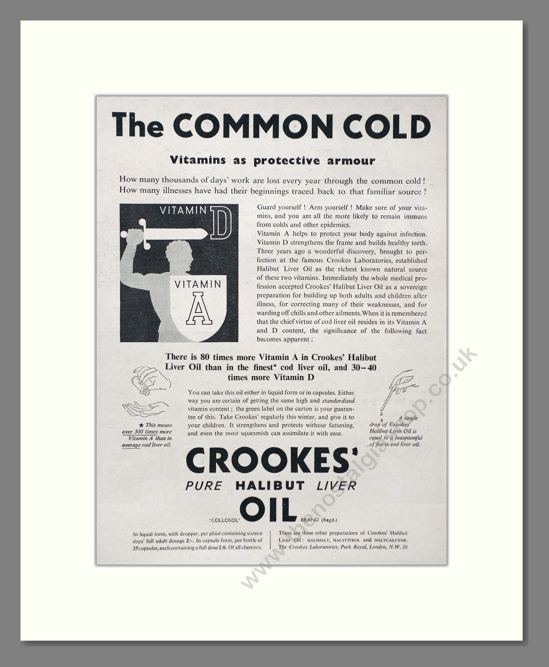 Crookes - Halibut Liver Oil. Vintage Advert 1935 (ref AD66901)