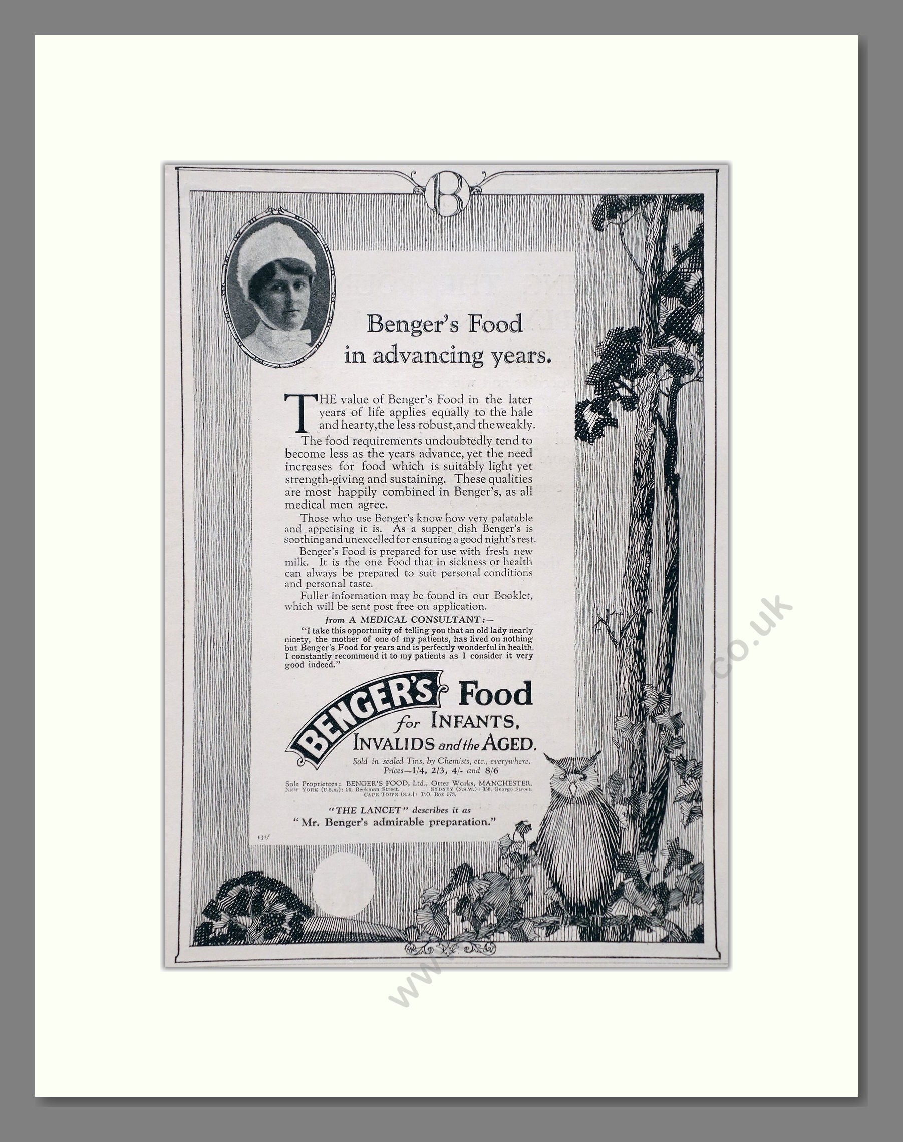 Benger's - Food For Infants And Invalids. Vintage Advert 1927 (ref AD66907)
