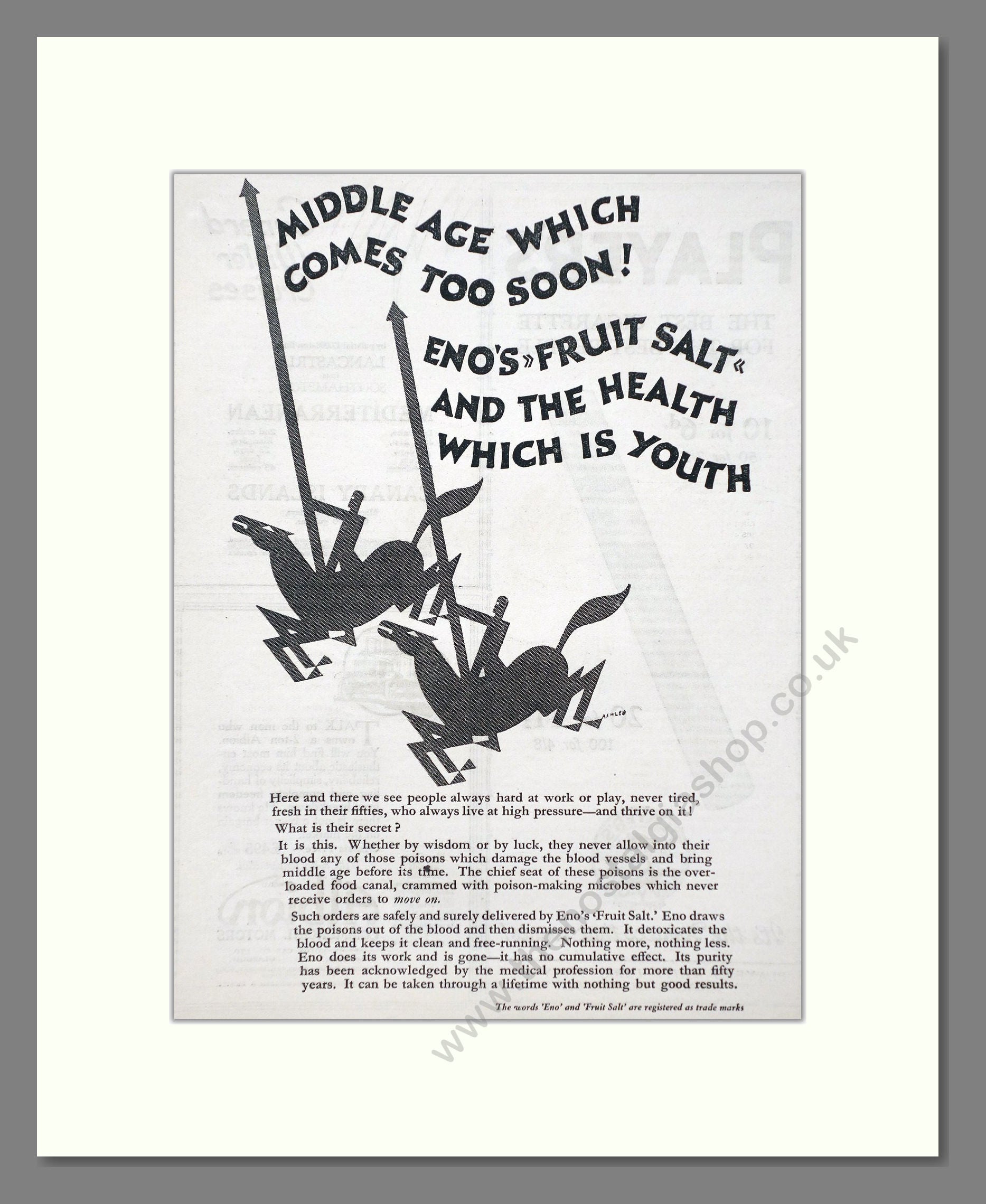 Eno's - Fruit Salt. Vintage Advert 1927 (ref AD66921)