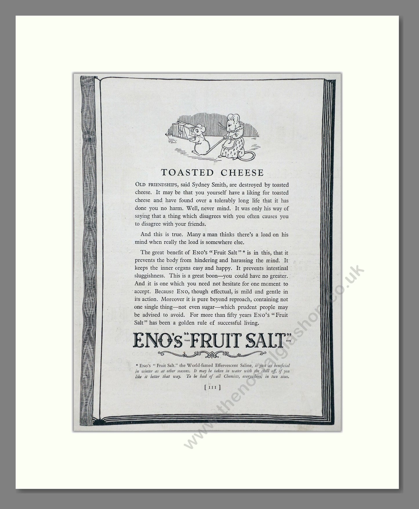 Eno's - Fruit Salt. Vintage Advert 1926 (ref AD66925)